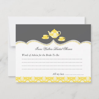 Tea Pot Bridal Shower Advise Card
