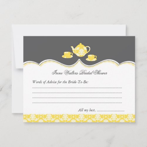 Tea Pot Bridal Shower Advise Card Custom Invitation