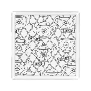 Tea Pot Doodle Acrylic Tray