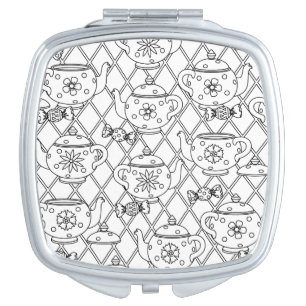Tea Pot Doodle Compact Mirror