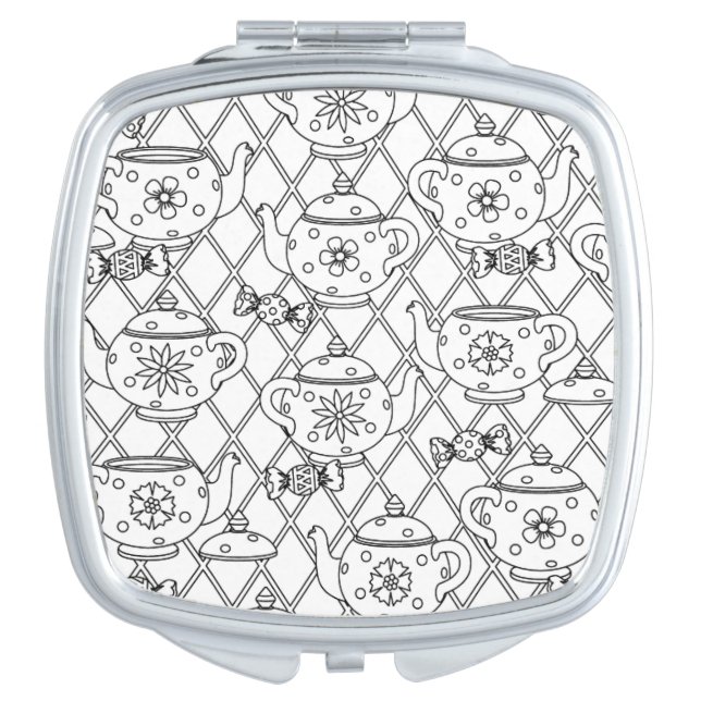 Tea Pot Doodle Compact Mirror (Front)