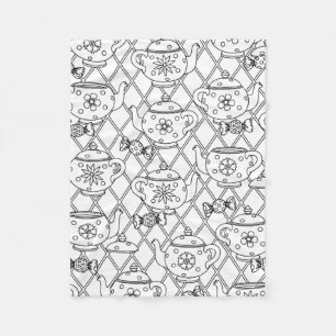 Tea Pot Doodle Fleece Blanket