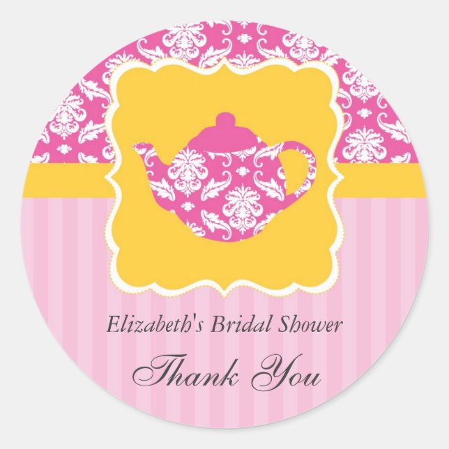 Tea Pot Favor Seal Sticker (Front)