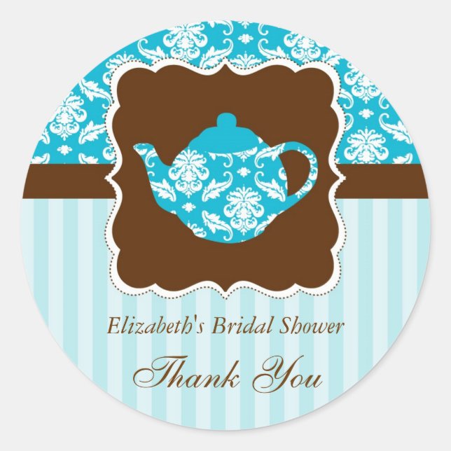 Tea Pot Favor Seal Sticker (Front)