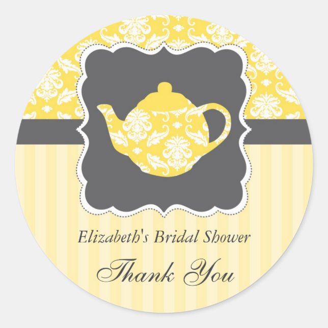 Tea Pot Favor Seal Sticker (Front)