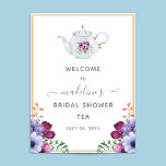 Tea Pot Floral Bridal Shower Welcome Poster<br><div class="desc">Lovely vintage tea pot with florals welcome poster which matched our Time for Tea with the Bride to Be theme bridal shower invitation. Use on its own or with our coordinating invite stationary set. The tea pot has gold accents and beautiful flowers painted on it. Matching florals are in the...</div>