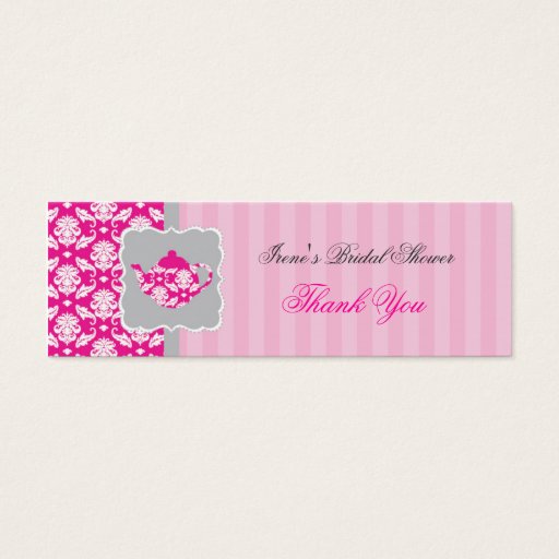Customizable Tea Pot (Pink/Grey) Thank You Tag Business Cards
