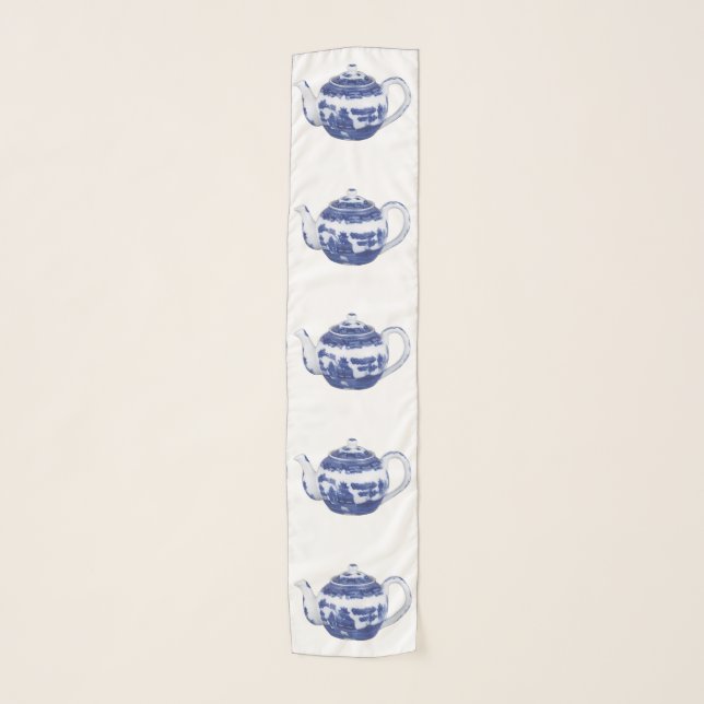 Tea Pot Scarf Blue Willow Style (Front)