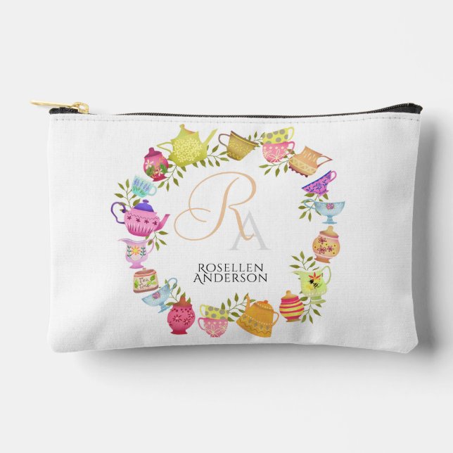  Tea Pots and Cups Monogram Accessory Pouch (Front)