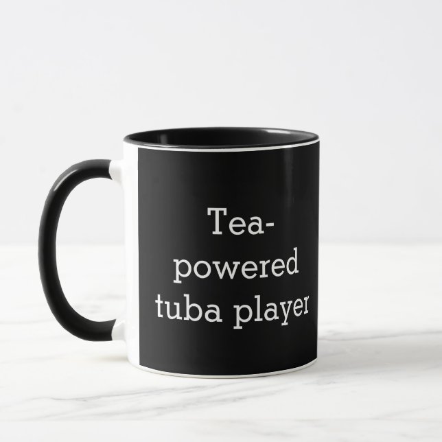 Tea-Powered Tuba Player Brass Instrument Humor Mug (Left)