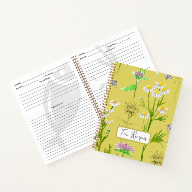 Tea Recipes Medicinal Herbalist Chamomile Yellow Notebook (Inside)