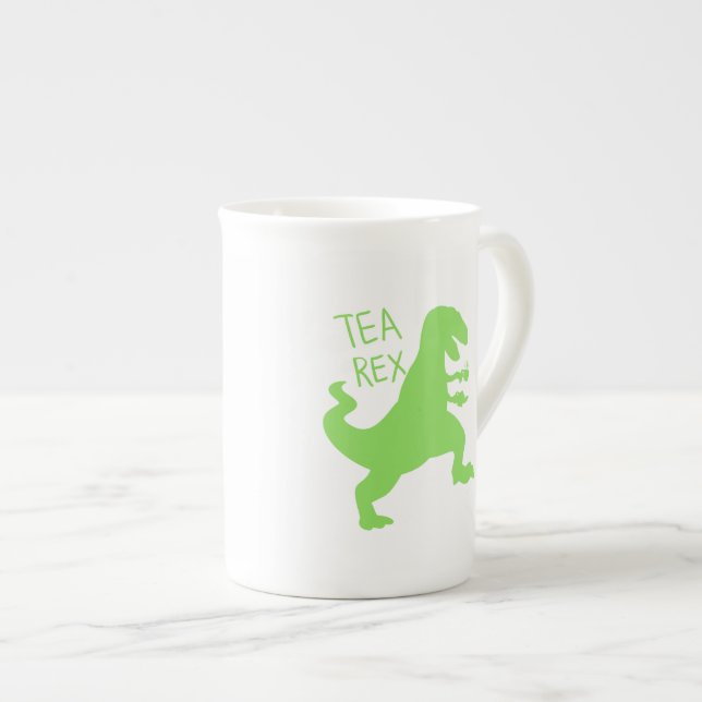 Tea rex - Choose background color Bone China Mug (Front Right)