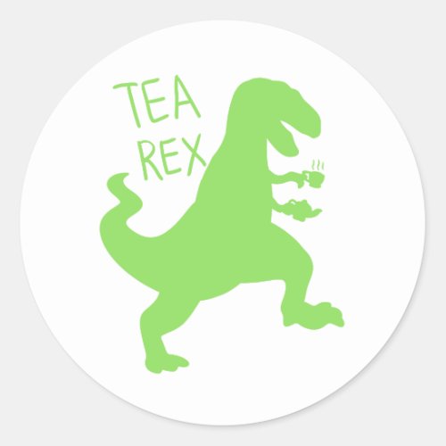 Tea rex _ Choose background color Classic Round Sticker