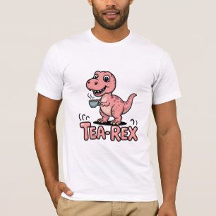 Tea-Rex – Cute Cartoon T-Rex Enjoying a Cup of Tea T-Shirt