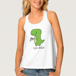 Tea-Rex, Cute Dinosaur , Funny T-rex Tank Top