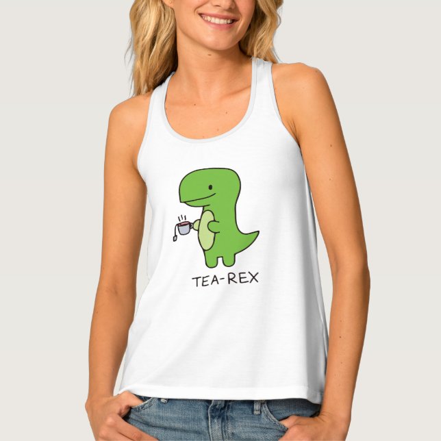 Tea-Rex, Cute Dinosaur , Funny T-rex Tank Top (Front)