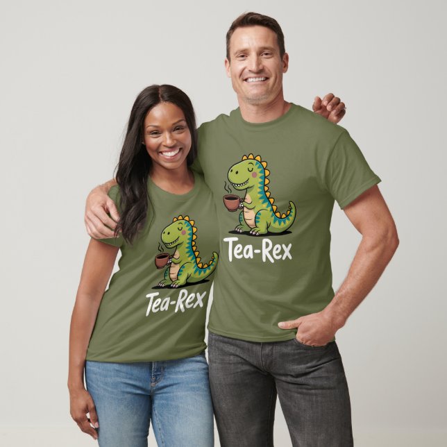 Tea-Rex Dinosaur Drinking Tea Humor T-Shirt (Unisex)