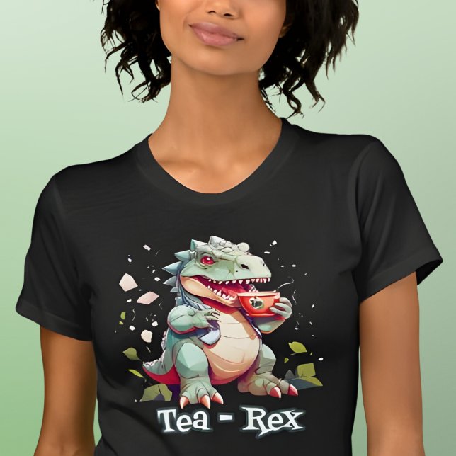 Tea - Rex Dinosaur Drinking Tea T-Shirt (Creator Uploaded)