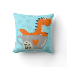 Tea Rex Dinosaur Teal Orange Kids Room Decor