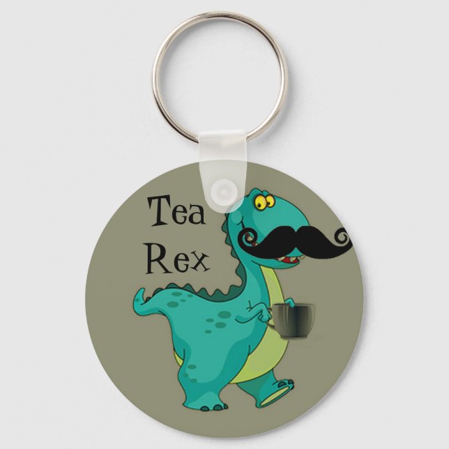 Tea- Rex Funny Dinosaur Cartoon Innuendo Keychain (Front)