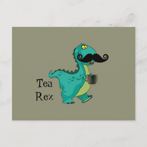 Tea_ Rex Funny Dinosaur Cartoon Innuendo Postcard