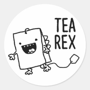 Tea Rex Tea Bag Funny Pun Cartoon Classic Round Sticker