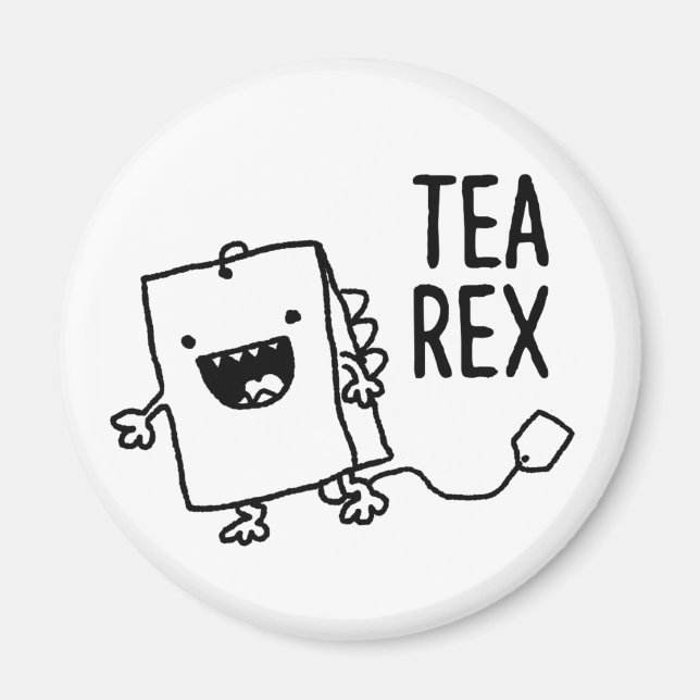 Tea Rex Tea Bag Funny Pun Cartoon Magnet (Front)