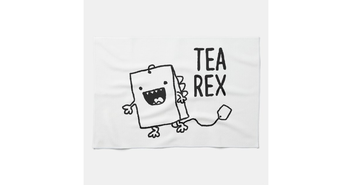 Tea Rex Tea Bag Funny Pun Cartoon Towel Zazzle