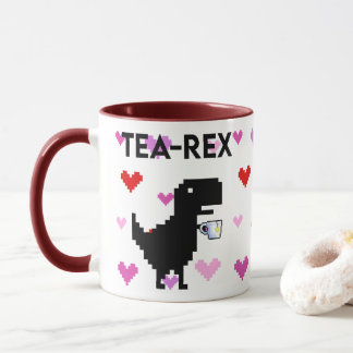 Tea-Rex with Pixel Hearts Mug