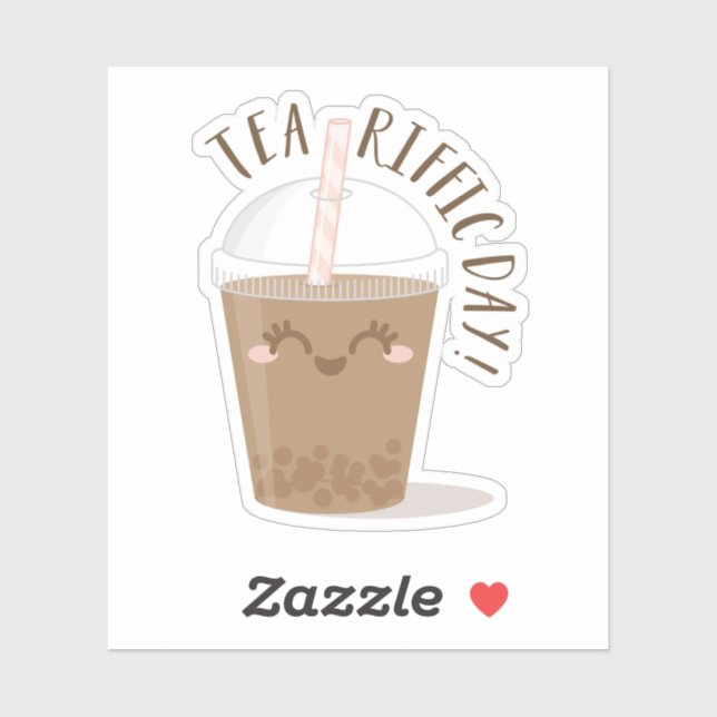 Tea-Riffic Day! Cute Kawaii Style Boba Tea Drink Sticker (Sheet)