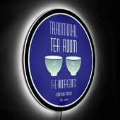 Tea Room Sign Elegant Hand Drawn Flowered Teacups (Angle)