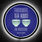 Tea Room Sign Elegant Hand Drawn Flowered Teacups (Front)