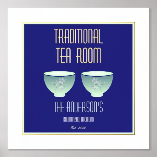 Tea Room Sign With Foil Text Accents