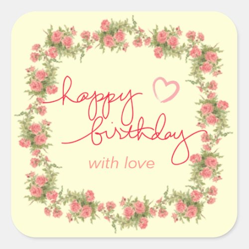 Tea Rose Birthday Envelope and Gift Bag Stickers
