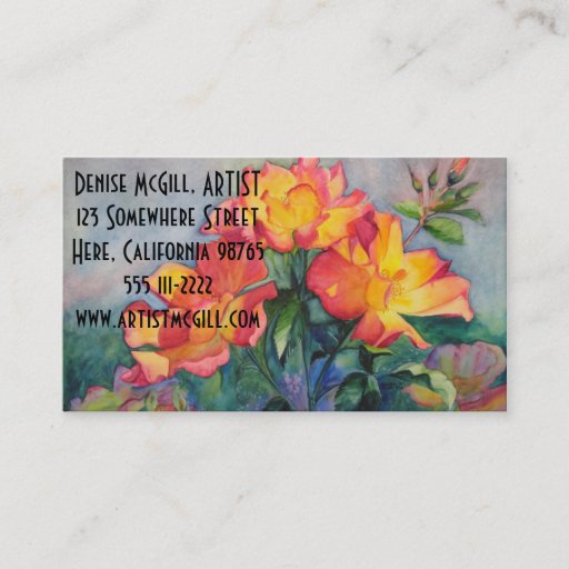 Customizable Tea Rose Business Cards