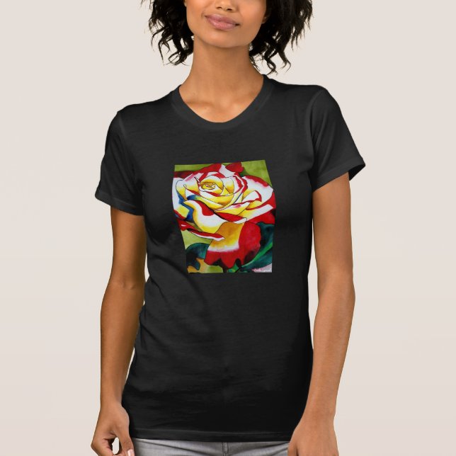 Tea Rose original watercolor flower art T-Shirt (Front)