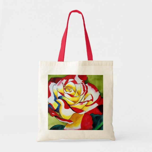 Tea Rose original watercolor flower art Tote Bag (Front)