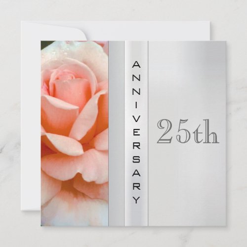 Tea Rose Silver Wedding Anniversary Invitation