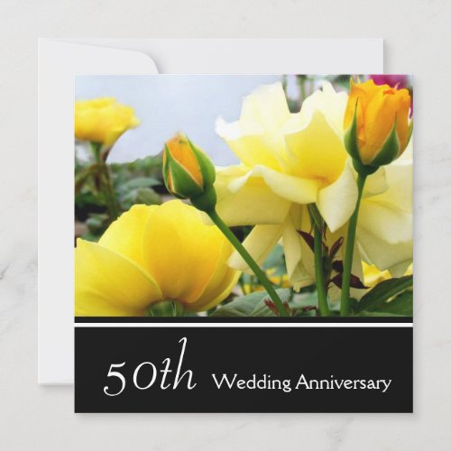 Tea Roses 50th Wedding Anniversary Invitation