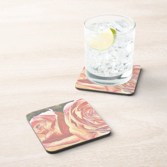 Tea Roses from the Garden Beverage Coaster (Right Side)