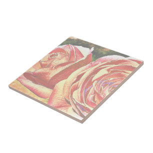 Tea Roses from the Garden Tile