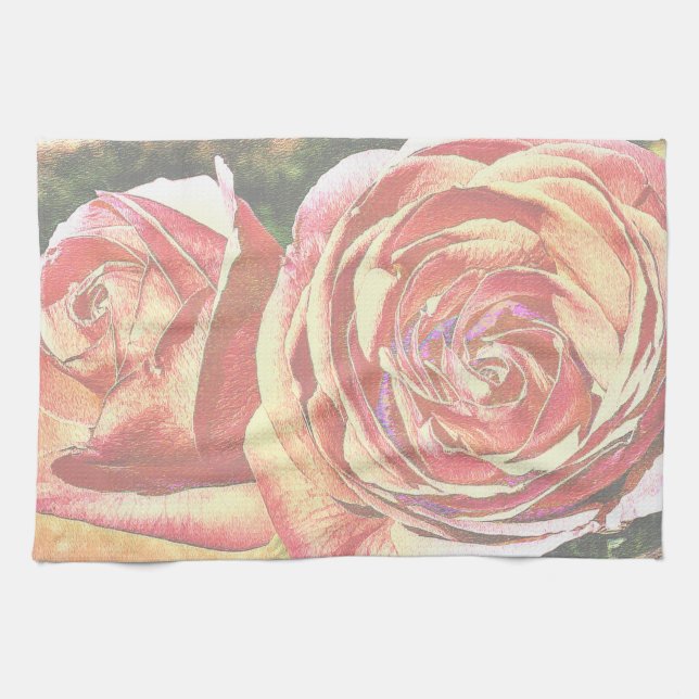 Tea Roses from the Garden Towel (Horizontal)