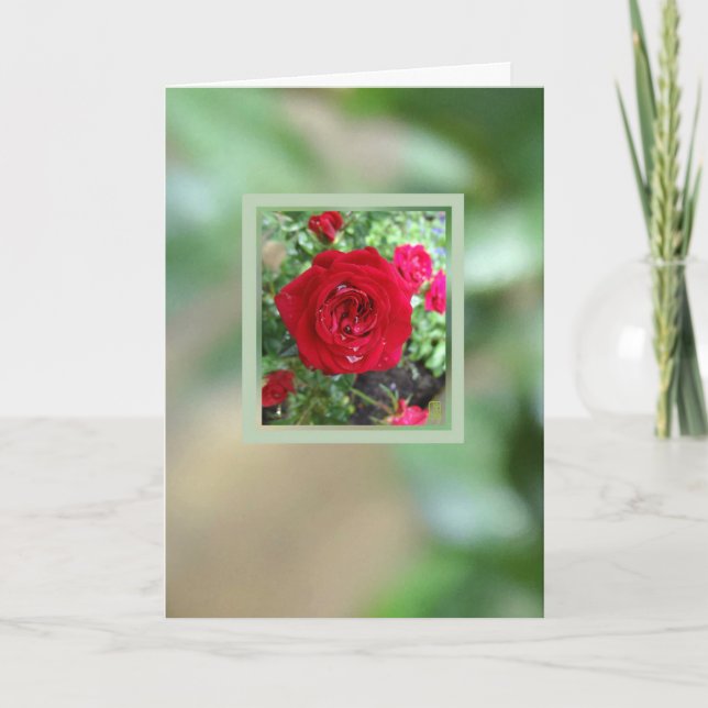 Tea Roses Inset Blank to Personalize Card (Front)