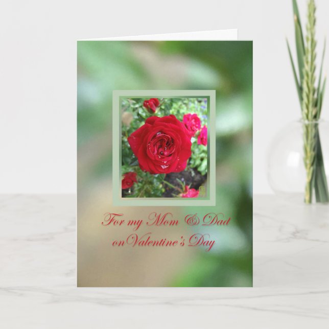 Tea Roses Mom & Dad Valentine Card (Front)