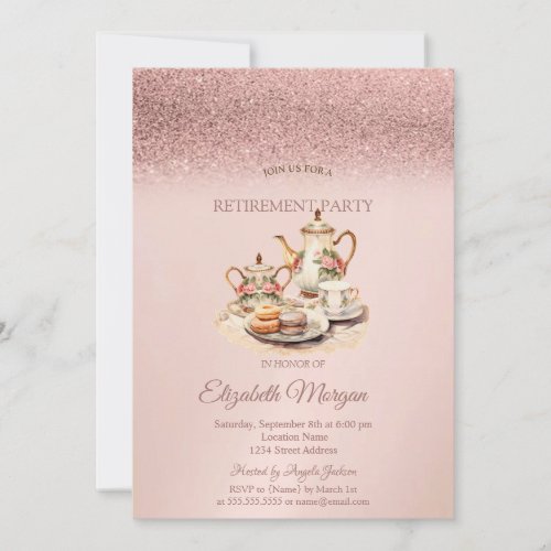 Tea Service Rose Gold Glitter Retirement 