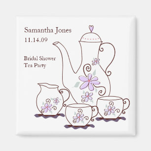 Tea Set Bridal Shower Favor Magnets