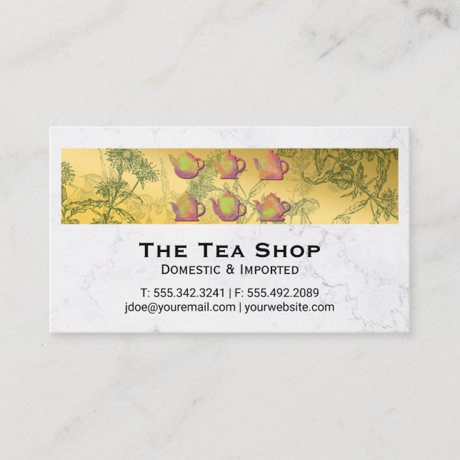 Tea Shop Herbal Plants Business Card (Front)