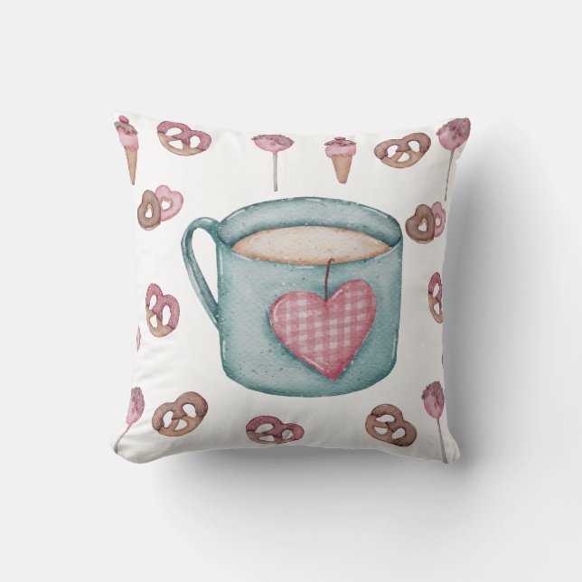 Tea & Snack Time Throw Pillow (Front)