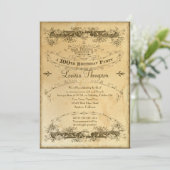 Tea Stained Vintage 100th Birthday Celebration Invitation (Standing Front)