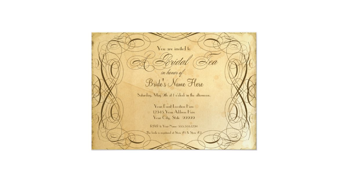 Tea Stained Vintage Wedding 1 Bridal Party Invitation Zazzle Tea Stained Vintage Wedding 1 Bridal